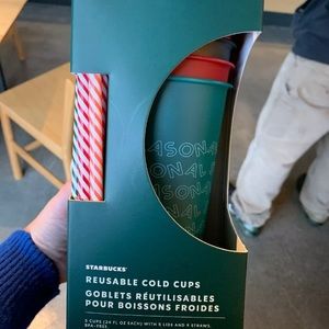 Starbucks 2019 Holiday Reusable Cold Cups W/Straws